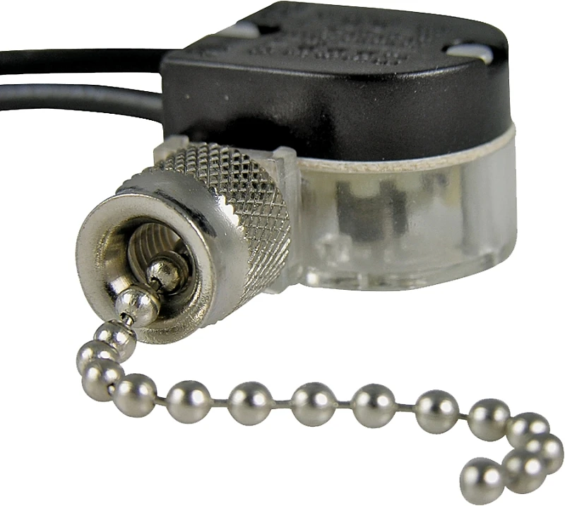 Pull Chain Switch, Nickel-Plated, Single-Pole/Single-Throw,6-Amp