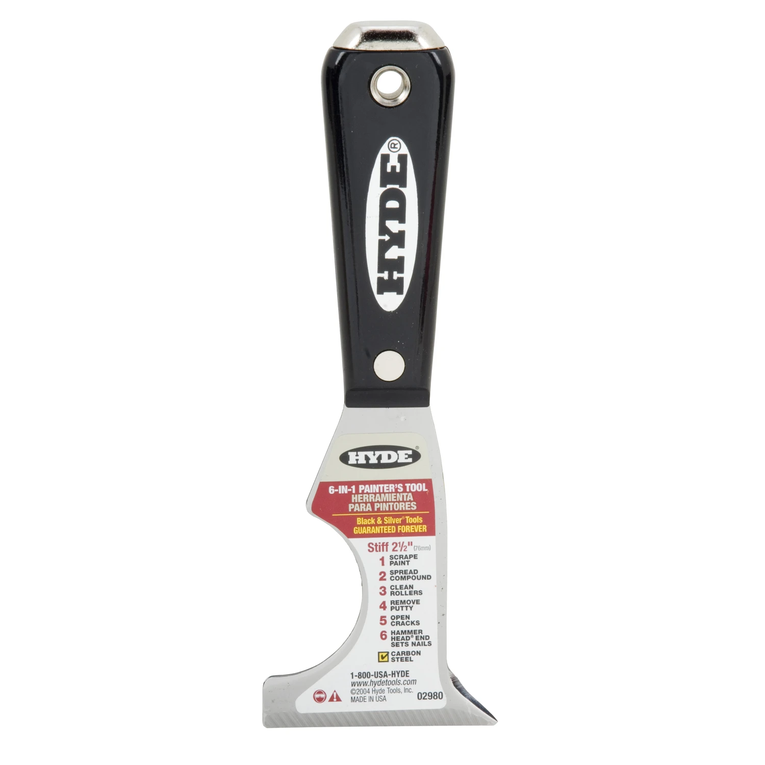 6-In-1 Painter's Tool, Hammer End, Stiff Steel Blade, 2-1/2-In.