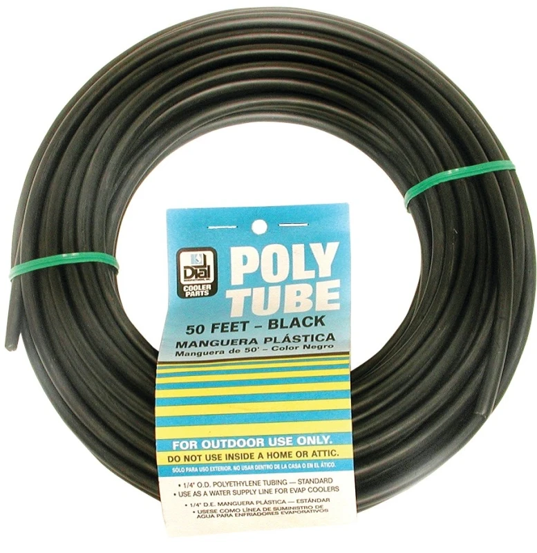 Evaporative Cooler Tube, Black Poly, 1/4-In. OD x 50-Ft.