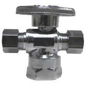 Dual Valve 1/2f X 3/8c X 1/4c - Chrome-plated Brass Stem