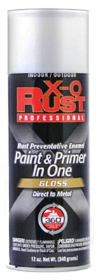 X-O Rust Anti-Rust Enamel Spray Paint & Primer, Gloss White, 15 oz.