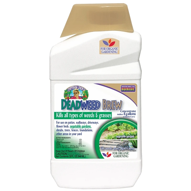 Captain Jack's Deadweed Brew, Controls All Types of Weeds and Grasses, For Organic Gardening, 32 oz. Concentrate