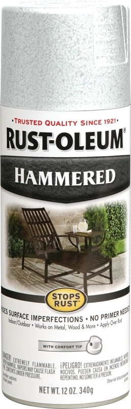 Stops Rust Spray Paint, White Hammered, 12-oz.