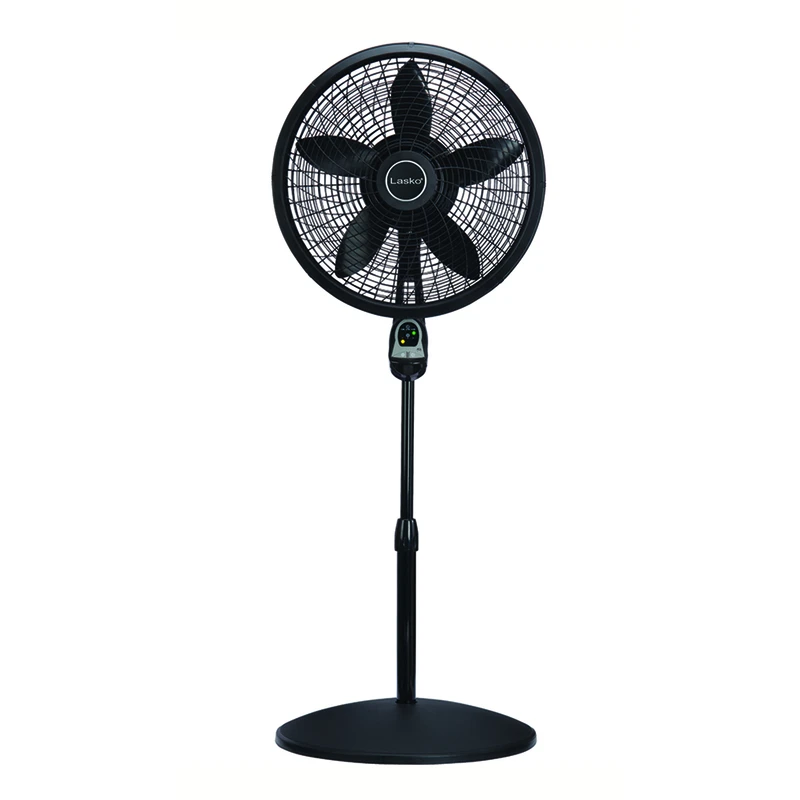 Pedestal Fan, Adjustable Height, Remote Control, Black, 18 In.