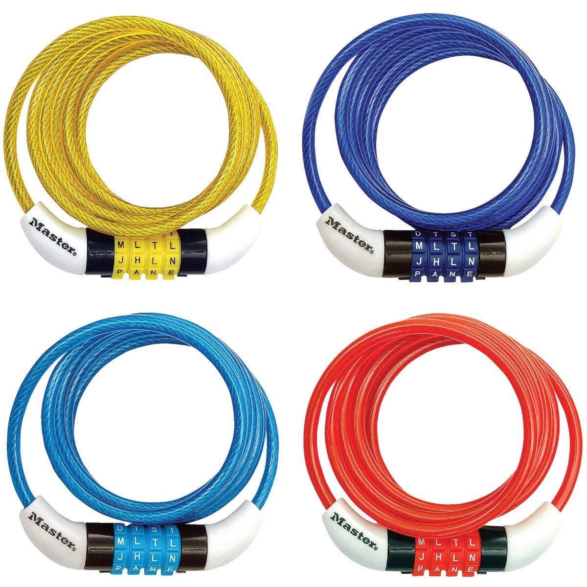 Bike Cable Lock, Assorted Colors, 5-Ft.