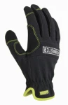 High Performance Work Gloves, Black Synthetic Leather Palm & Fingers, XL