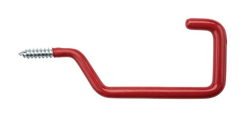 Rafter Screw Hook, Red Vinyl-Coated Steel
