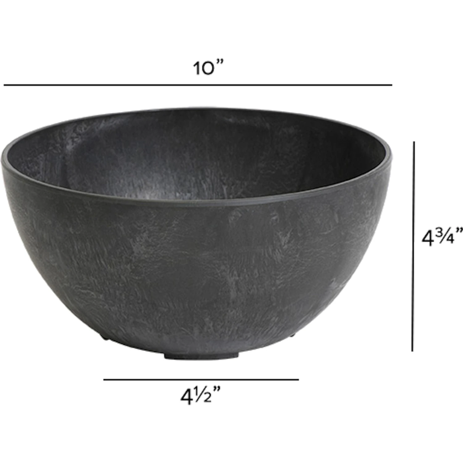 ArtStone Napa Bowl Planter, Plastic, Water-Minder, Black, 10 In.