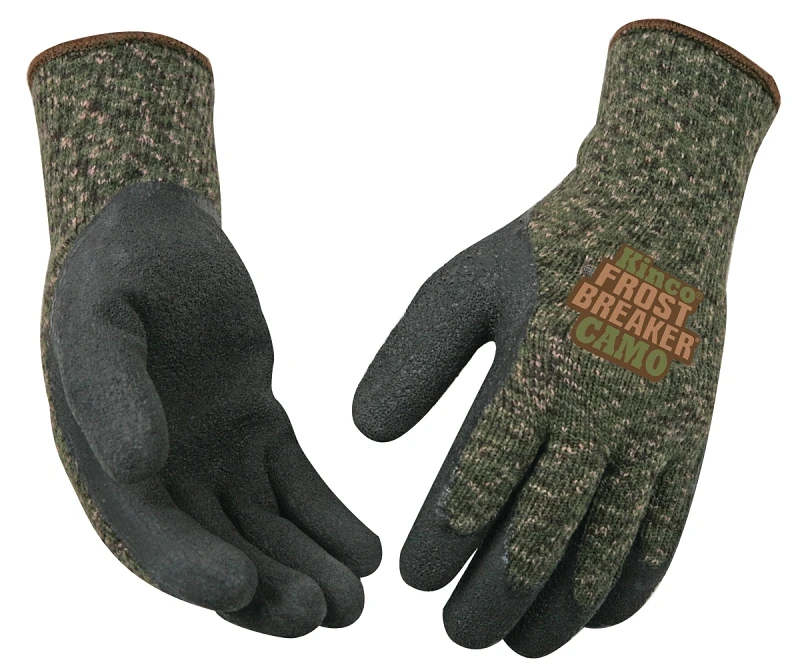 Frost Breaker Work Gloves, Thermal, Latex Palm, Camouflage, Large
