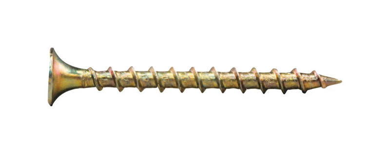 Wood Screws, Interior, Phillips Head, Zinc & Yellow, 3-In. x #8, 1-Lb.