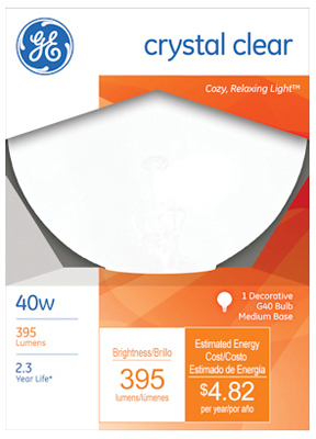 White Globe Light Bulb, 5 In., 40 Watt