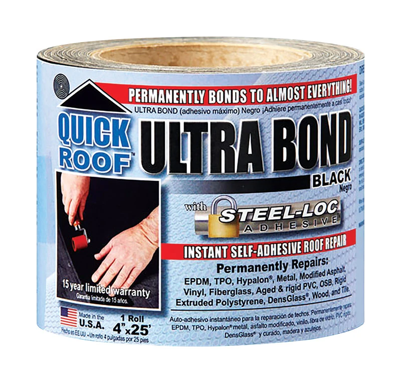 Ultra Bond Roof Repair, Self-Adhesive, Black, 4-In. x 25-Ft.