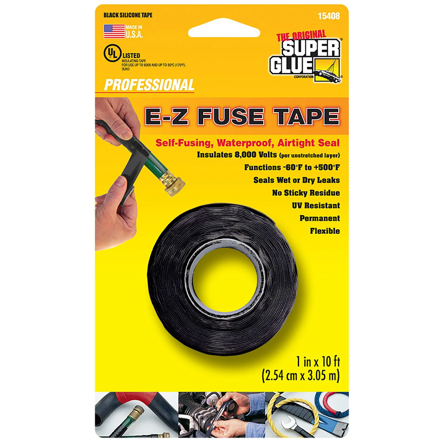 Super Glue E-Z Fuse Silicone Tape, Black, 1 In. x 10 Ft.