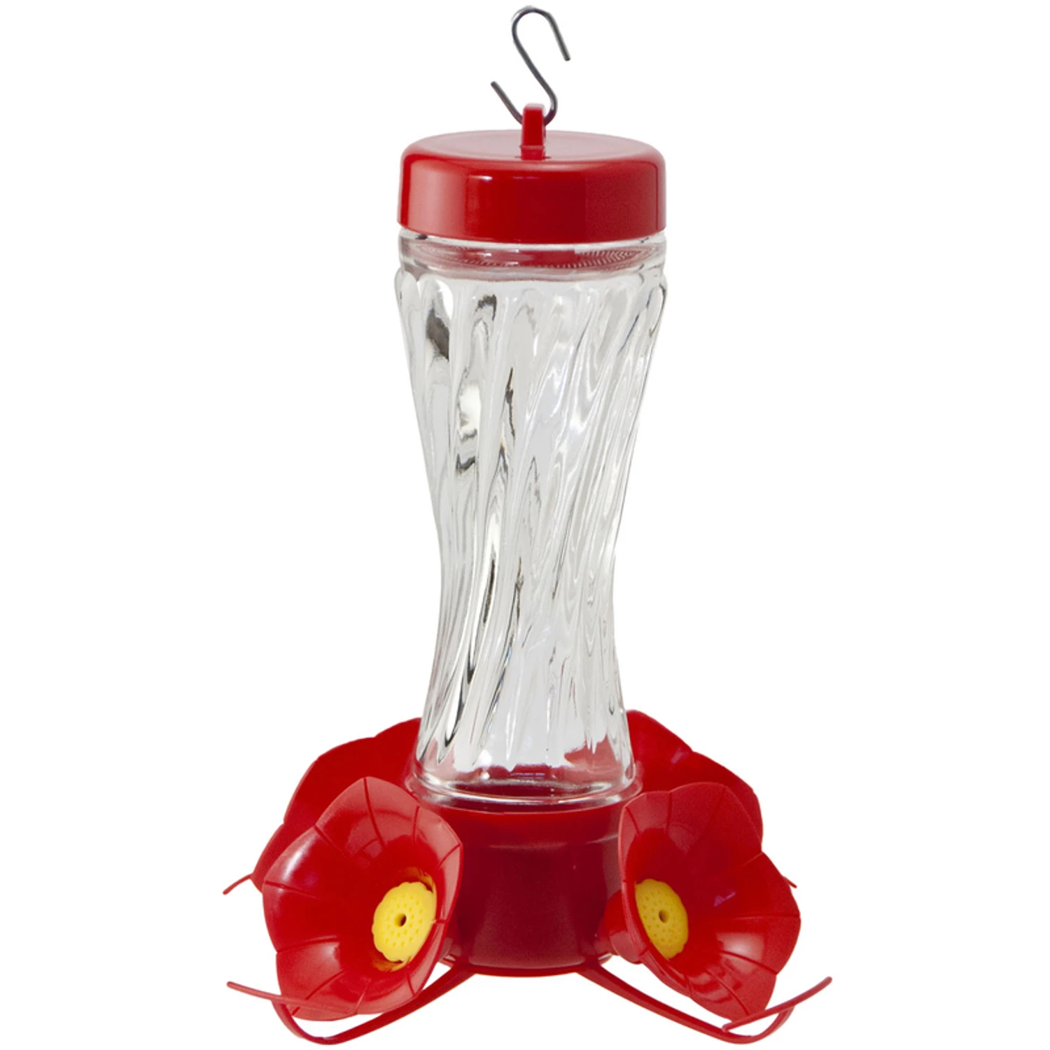 Bird Feeder, Hummingbird, Clear Swirl Glass, 8-oz.