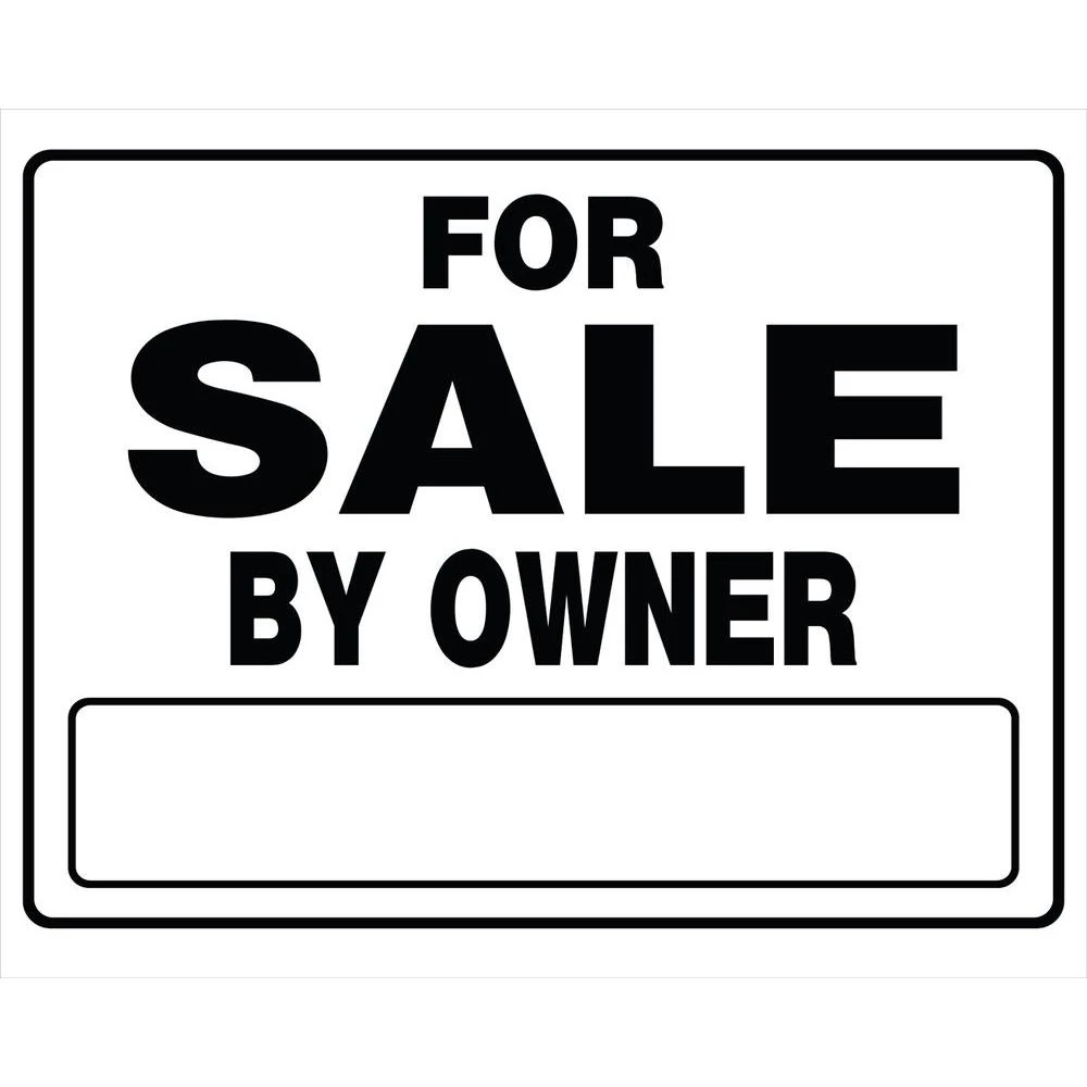 For Sale by Owner Sign, Black and White, 20 x 24-In.