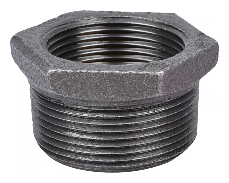 1-1/2" X 1-1/4" Black Hex Bushing, Malleable Iron, Model B241 40x32