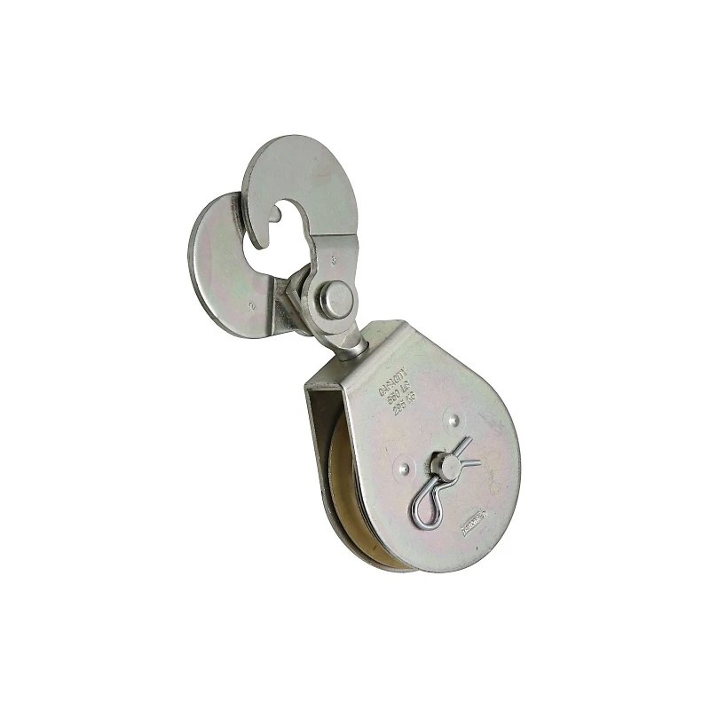 Scissor Hook Single Pulley, Zinc, 3 In.