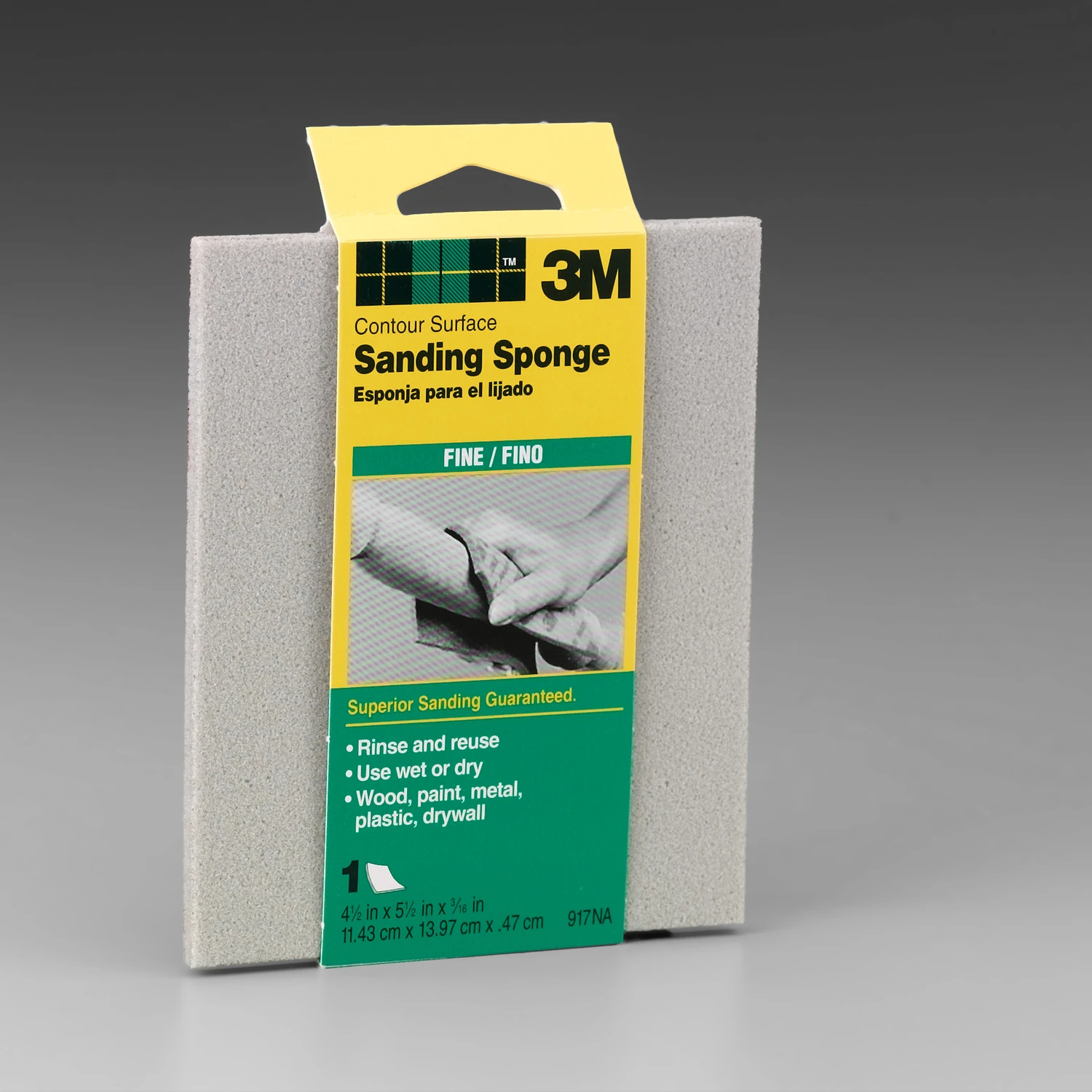 Contour Surface Sanding Sponge, Fine, 4.5 x 5.5 x 3/16 In.