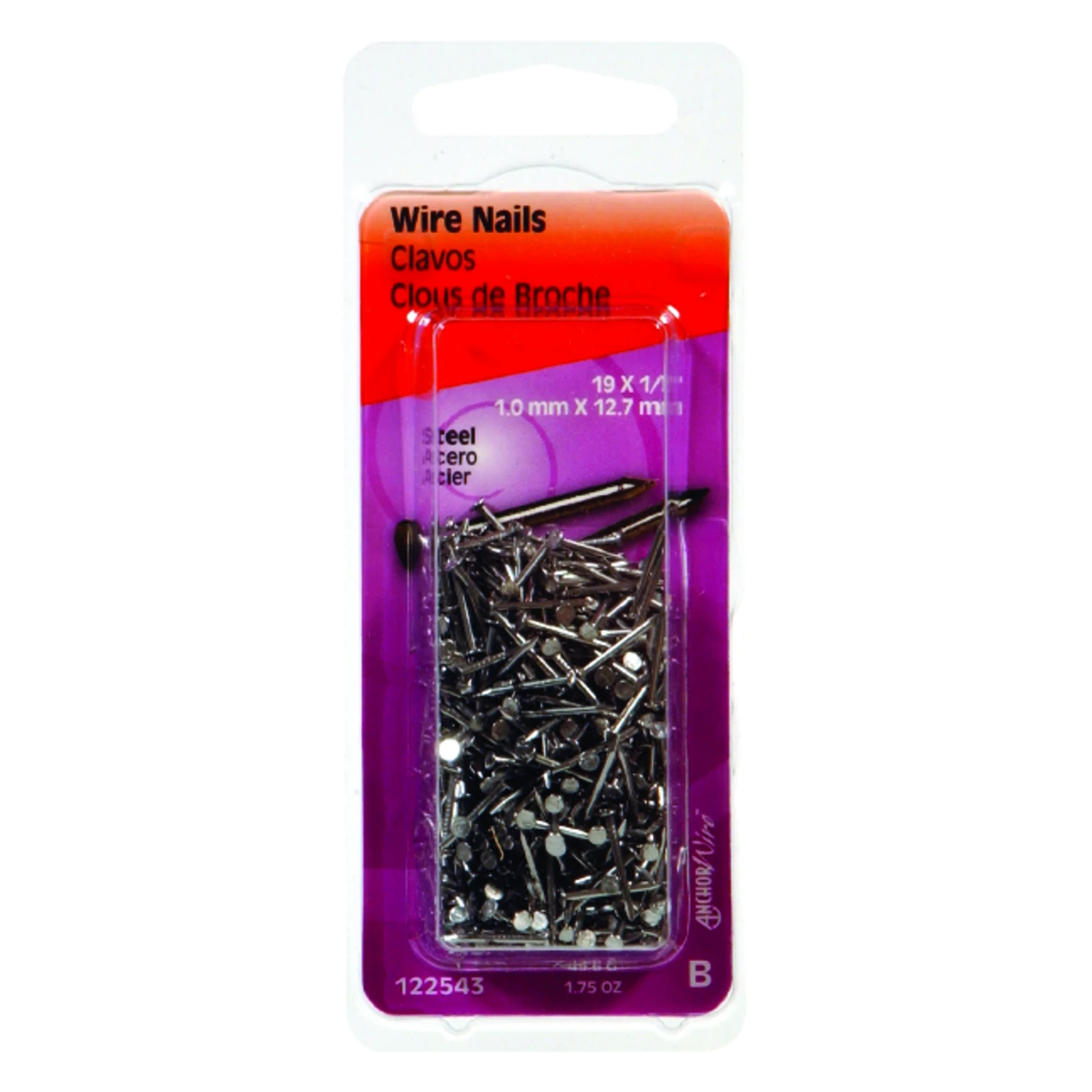 Wire Nails, Bright, 1/2-In. x 19, 1.75-oz.