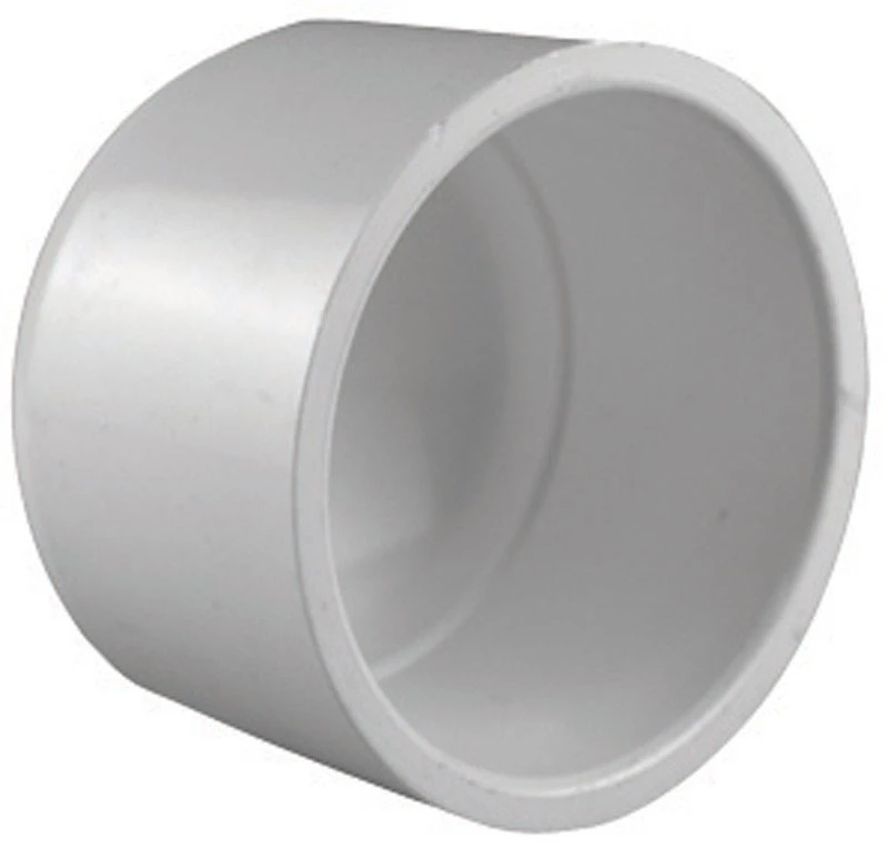 Schedule 40 Pipe Cap Slip, White Schedule 40 PVC , 4 In.