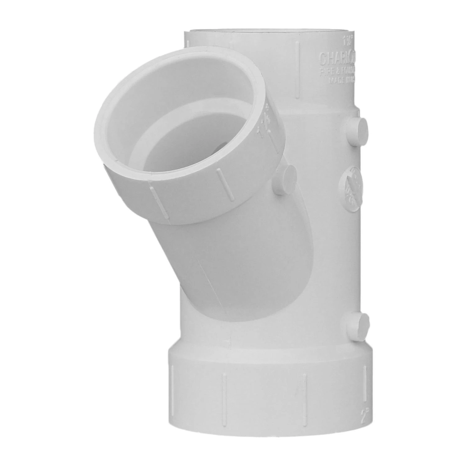 Schedule 40 DWV PVC Reducing Wye, 3 x 3 x 2 In.