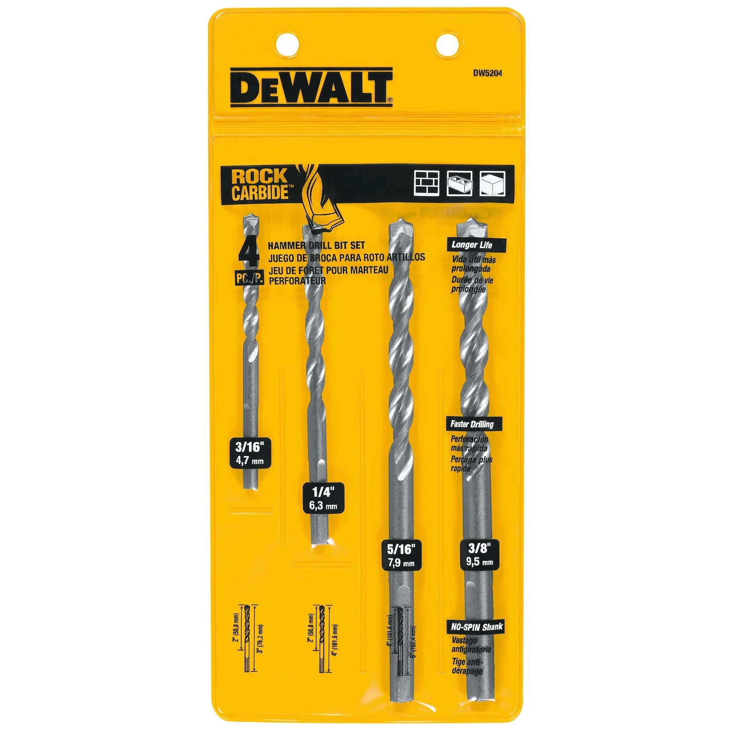 4-Pc. Percussion Masonry Drill Bit Set
