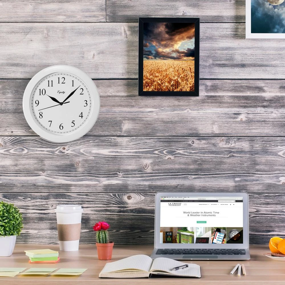 Equity Quartz Wall Clock, White, 10 In.