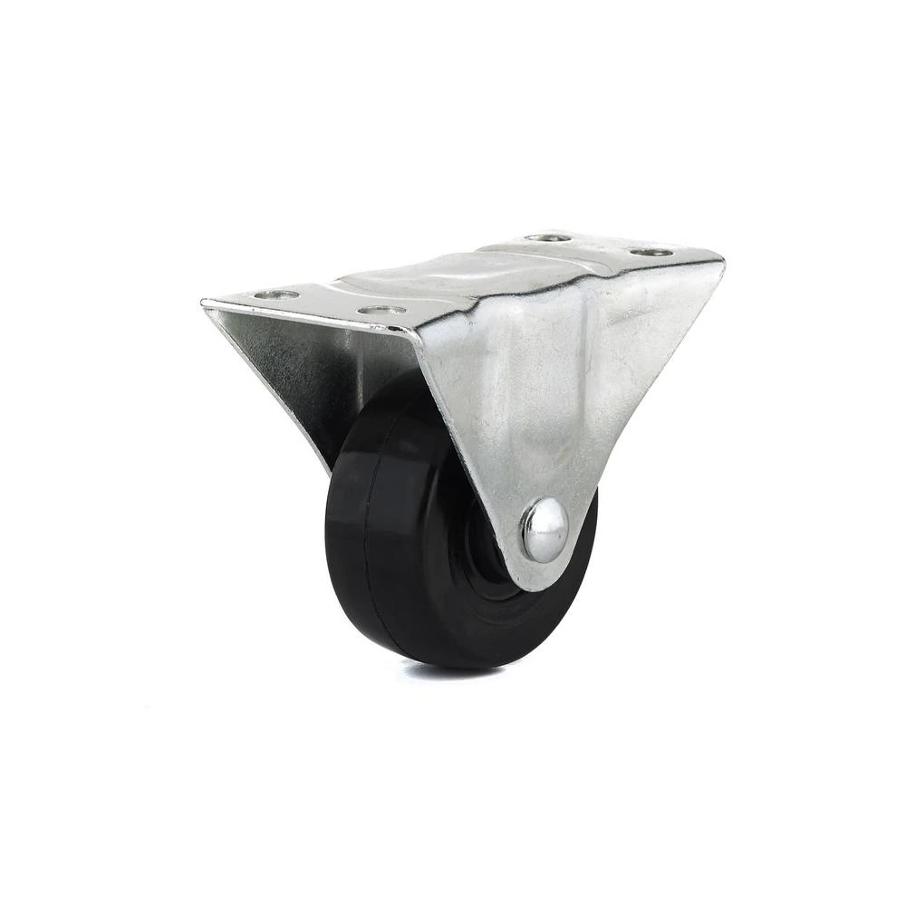 Rubber Wheel, Rigid Plate Caster, 2-1/2 In.
