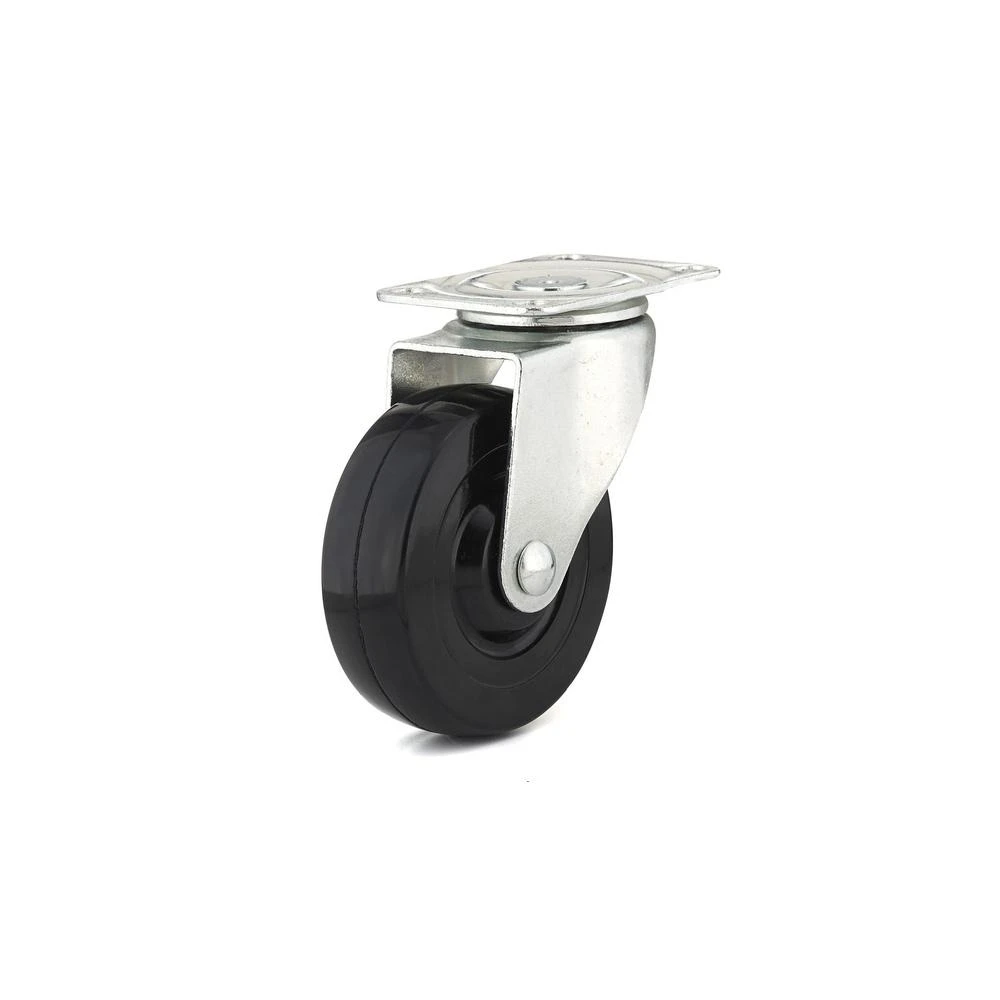 Rubber Wheel, Swivel Plate Caster, 4 In.