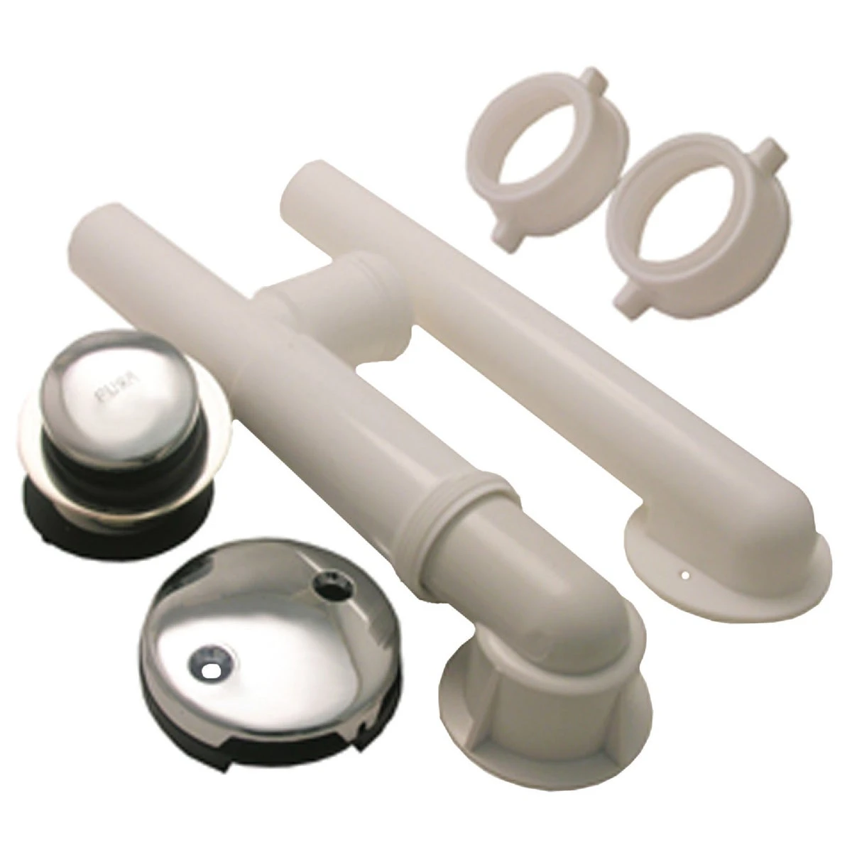 Bathtub Waste And Overflow Assembly, PVC, Chrome, 1.5 In.