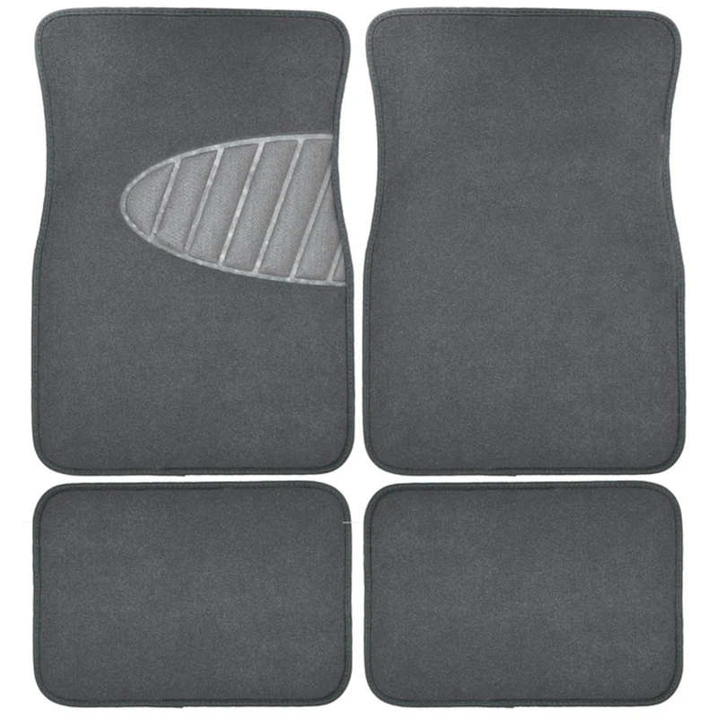 4-Pc. Auto Floor Mat Set, Gray Carpet With Heal Pad
