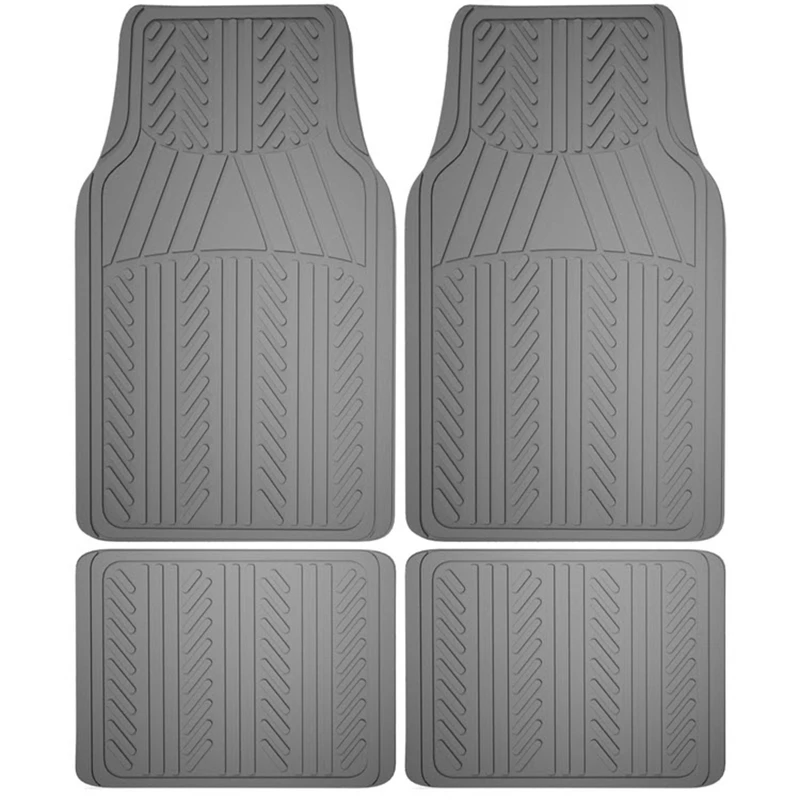 4-Pc. Auto Floor Mat Set, Gray Rubber