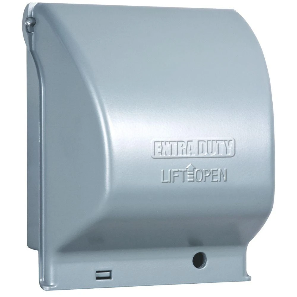 Outlet Cover, 2 Gang, Vertical, Gray Metal
