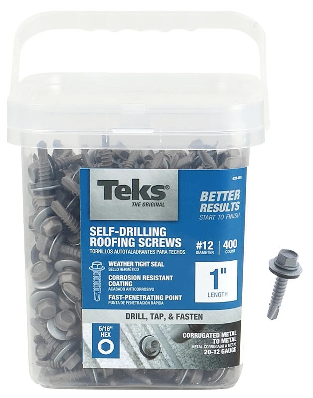 Roofing Screws, Hex Washer Head, Zinc-Plated, #12 x 1 In., 300-Pk.