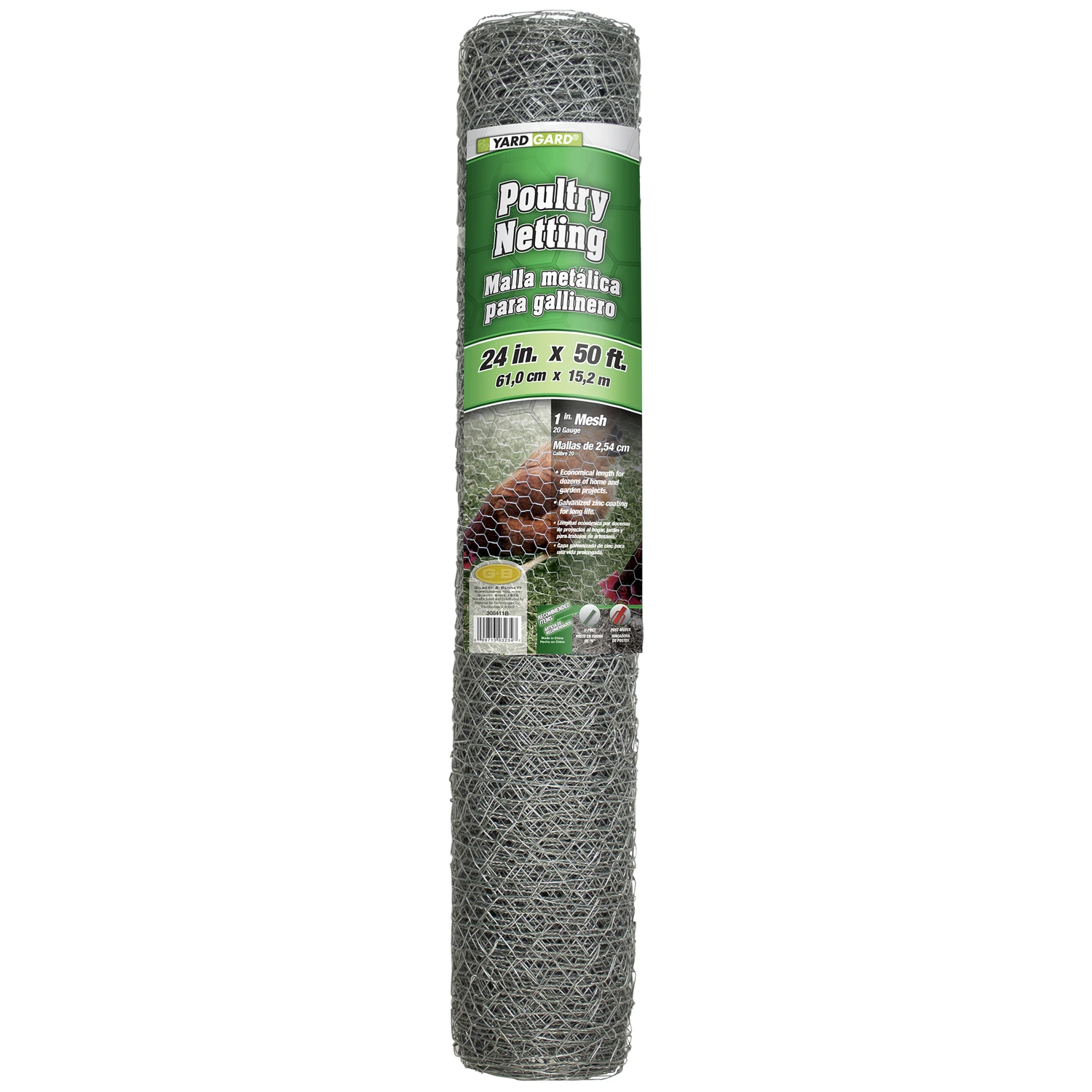 Galvanized Poultry Netting, 1 In. Mesh, 24 In. x 50 Ft.