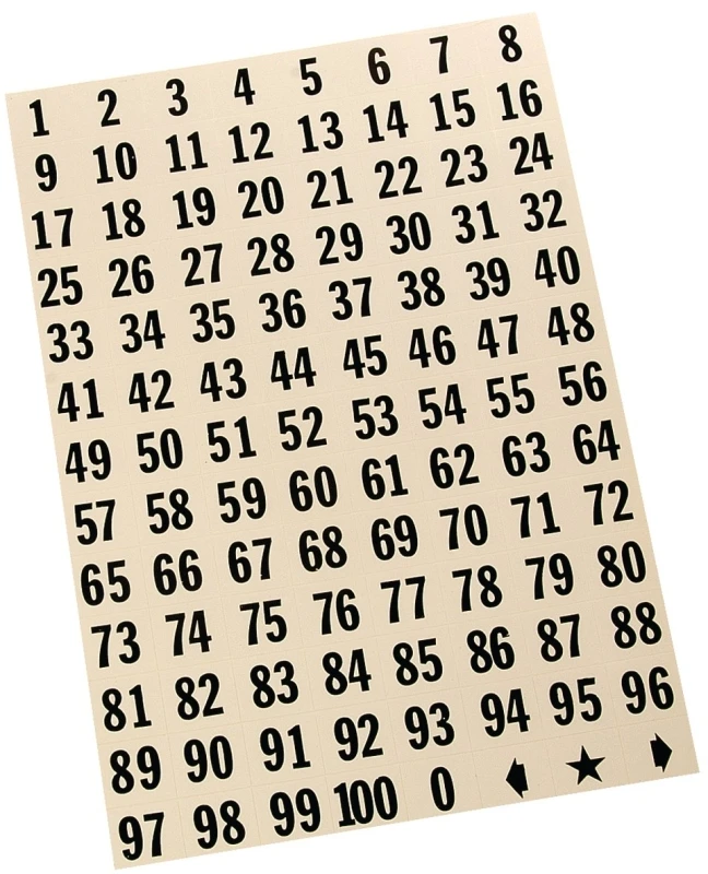 Address Number Set, 1 to 100, White/Black Vinyl, 3/4-In.