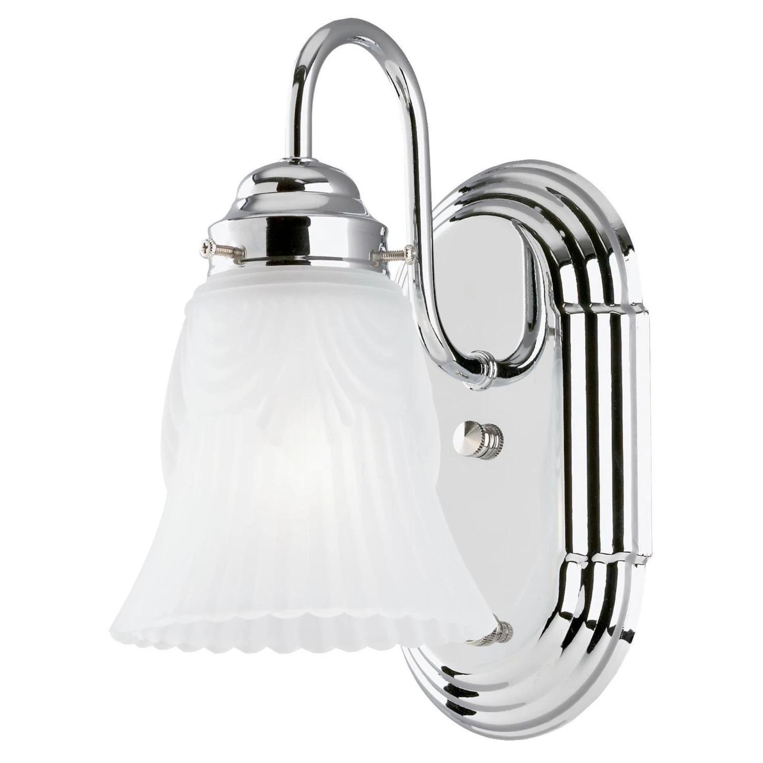 1-Light Wall Mount Chrome Light Fixture With On/Off Switch