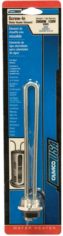 Water Heater Element, Screw-In, 120-Volt, 2000-Watt