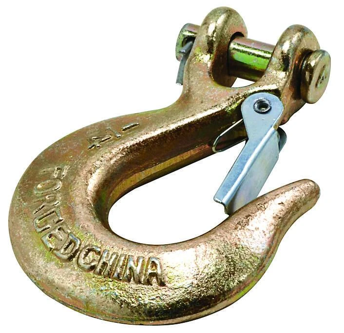 Clevis Hook With Latch, Forged Steel, 1/4 In.