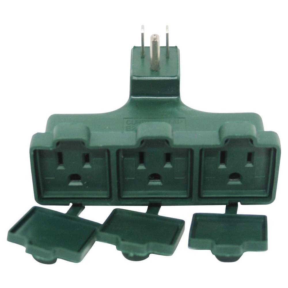 3-Outlet Adapter, Outdoor, Green