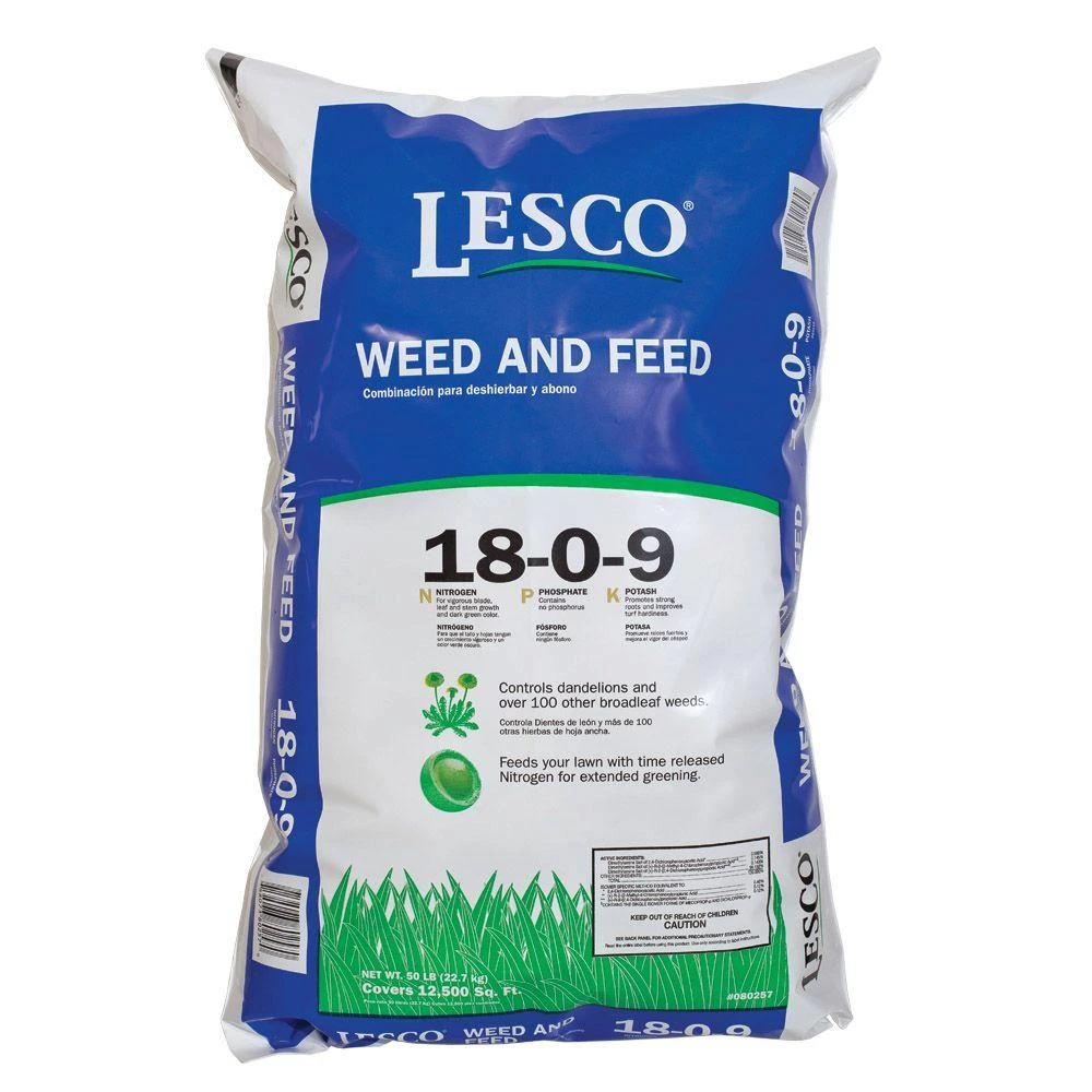 Weed & Feed Turf Fertilizer, 18-0-9 Formula, 50 Lbs., Covers 13,000 Sq. Ft
