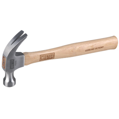 Curved Claw Hammer, Hickory Handle, 16 oz.