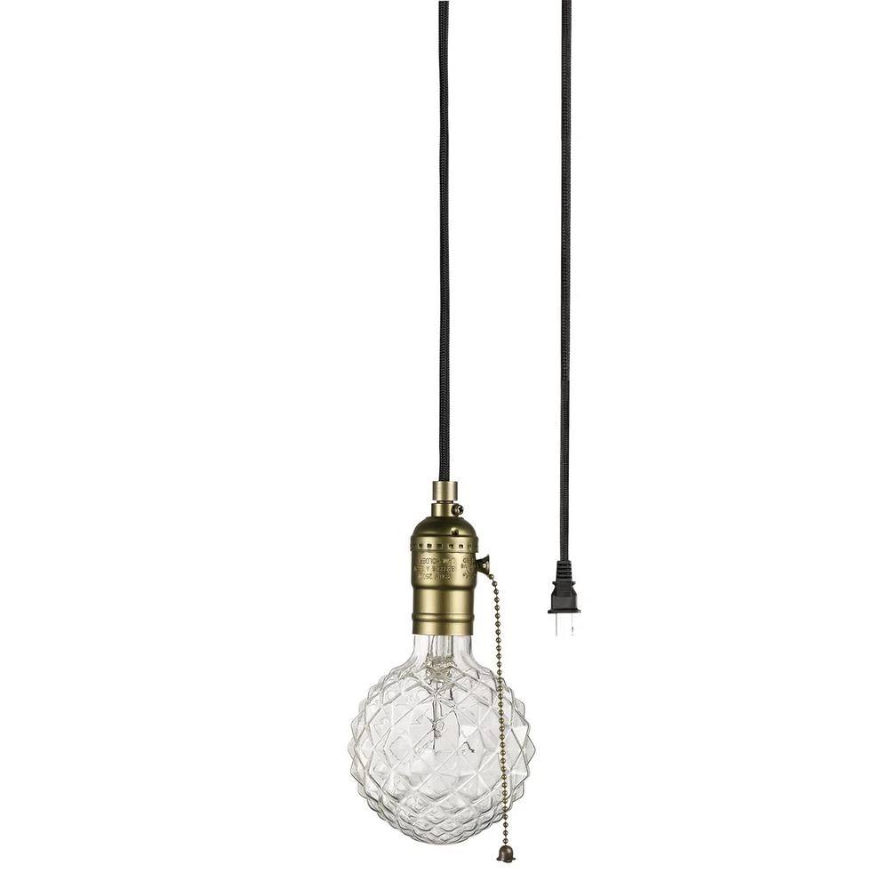 1-Light Plug-In Pendant, Matte Bronze