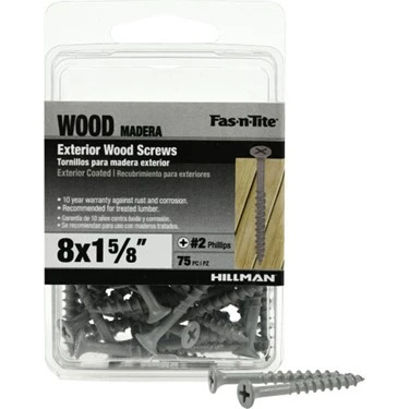 Fas-n-Tite Wood Screws, Ceramic Exterior, Phillips Drive, #8 x 1-5/8-In., 75-Pk.