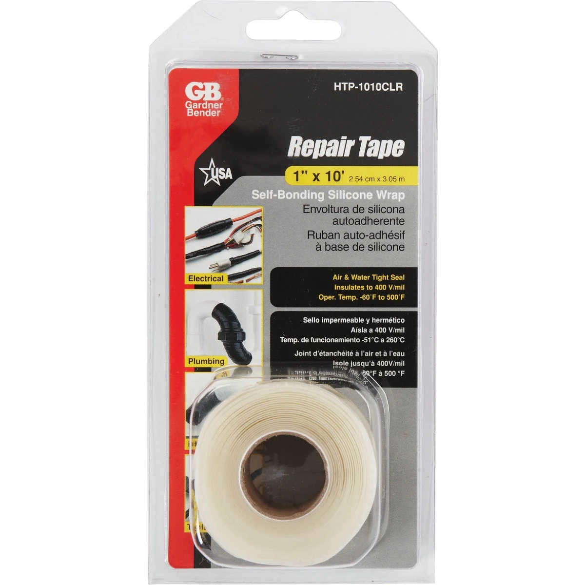 Self-Sealing Silicone Repair Tape, Clear, 1-In. x 10-Ft.