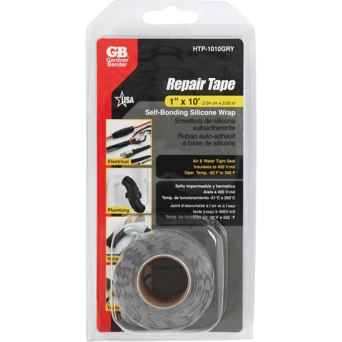 Self-Sealing Silicone Repair Tape, Gray, 1-In. x 10-Ft.