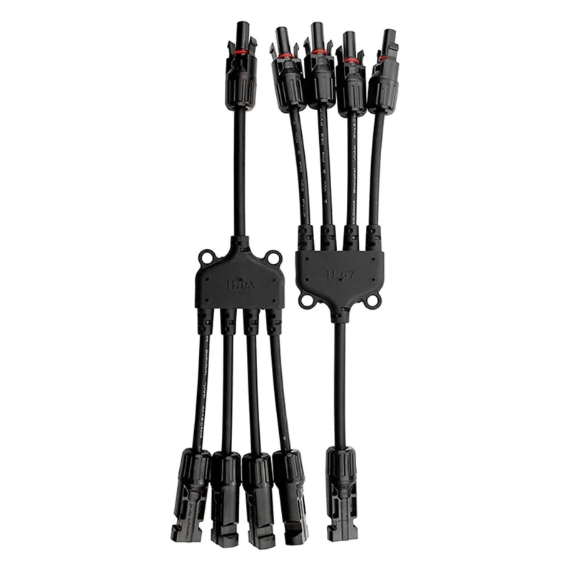 ACOPOWER 1 to 4 Solar Y Branch Connectors, 1 Pair M/FFFF + F/MMMMY Branch Parallel Adapter