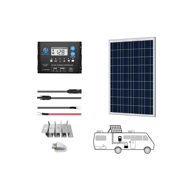 ACOPOWER 12VPolycrystalline Solar RV Kits + MPPT / PWM Charge Controller