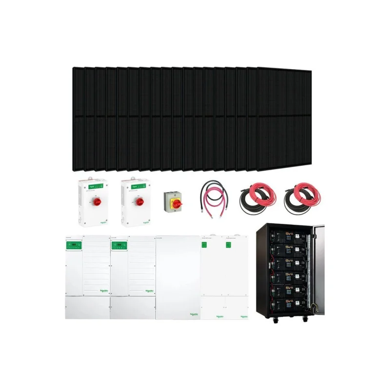 Complete Hybrid Solar Kit – Schneider Dual XW Pro 13.6kW 120/240V Output + 30.72kWh EG4-LL (V2) Batteries+ 12710 Watts of Solar