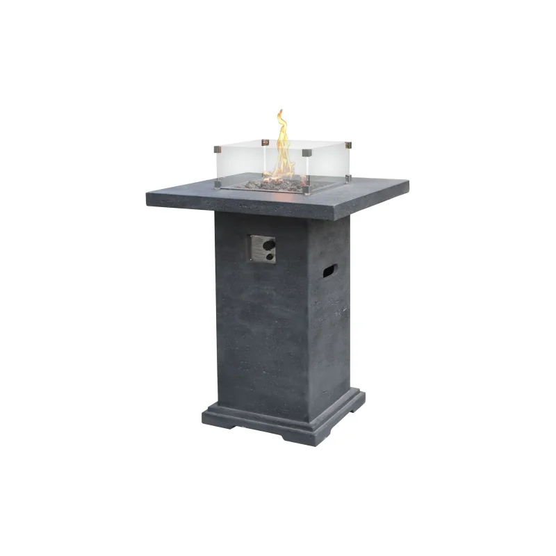 Elementi Montreal 34 in. x 34 in. Square Concrete Liquid Propane Fire Pit OFG221 Dark Gray